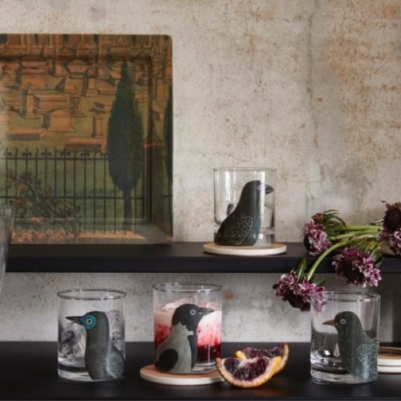 JOHN DERIAN NWT 4pc midnight dreary blackbird highball glass set - Picture 3 of 6